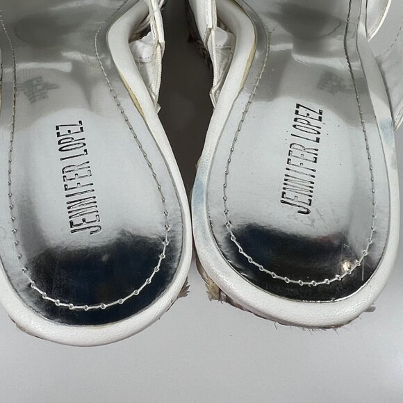 Jennifer Lopez White Open-Toe Wedge Sandals w/ Braided Platform Womens Sz 10 - Picture 6 of 16